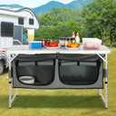 VEVOR Camping Kitchen Station, 3 Adjustable Height Folding Outdoor Camp Cooking Table with Storage Organizer, Quick Set-up for Patio BBQ Picnic Glamping Traveling, Quick Installation for Picnic Bbq Beach Traveling