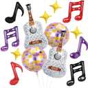 Inflatable Silver Kpop Guitar Balloons 22 Inch Disco Ball Balloons K Pop Korean Idol Music Note Balloon 90s Rock and Roll Movie Demon Theme Party Decor for Singer Concert Birthday Party Decorations