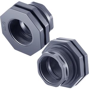 2 Pcs 3 Inch Bulkhead Fitting PVC Water Tank Connector Plumbing Pipe Threaded Bulkhead Fitting NPT for Rain Barrels, Water Tanks, Aquariums, Tubs, Pools