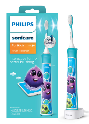 Philips Sonicare for Kids 3+ Bluetooth Connected Rechargeable Electric Power Toothbrush, Interactive for Better Brushing, Turquoise, HX6321/02