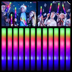 Glow Sticks Bulk - 100 Pcs LED Foam Sticks Glow in the Dark Party Supplies with 3 Modes Flashing Effect, Glow Batons Party Favors for Party Wedding Birthday Concert Halloween Christmas