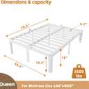 16 Inch Bed Frame Queen Size with Metal Gaskets, Heavy Duty Queen Platform Bed Frame No Box Spring Needed, DIY Headboard, Anti-Slip Mattress Stopper, Round Corner Leg, Easy Assembly, White