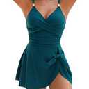 Blooming Jelly Womens One Piece Bathing Suits Tummy Control Swim Suits Cute Modest 2026 Swimdress (L, Blue Green)