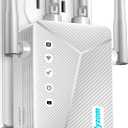 WiFi Extender Signal Booster 8K Sq.Ft Coverage with Ethernet Port | 50% Faster Internet Booster Easy Setup Wireless Repeater, White