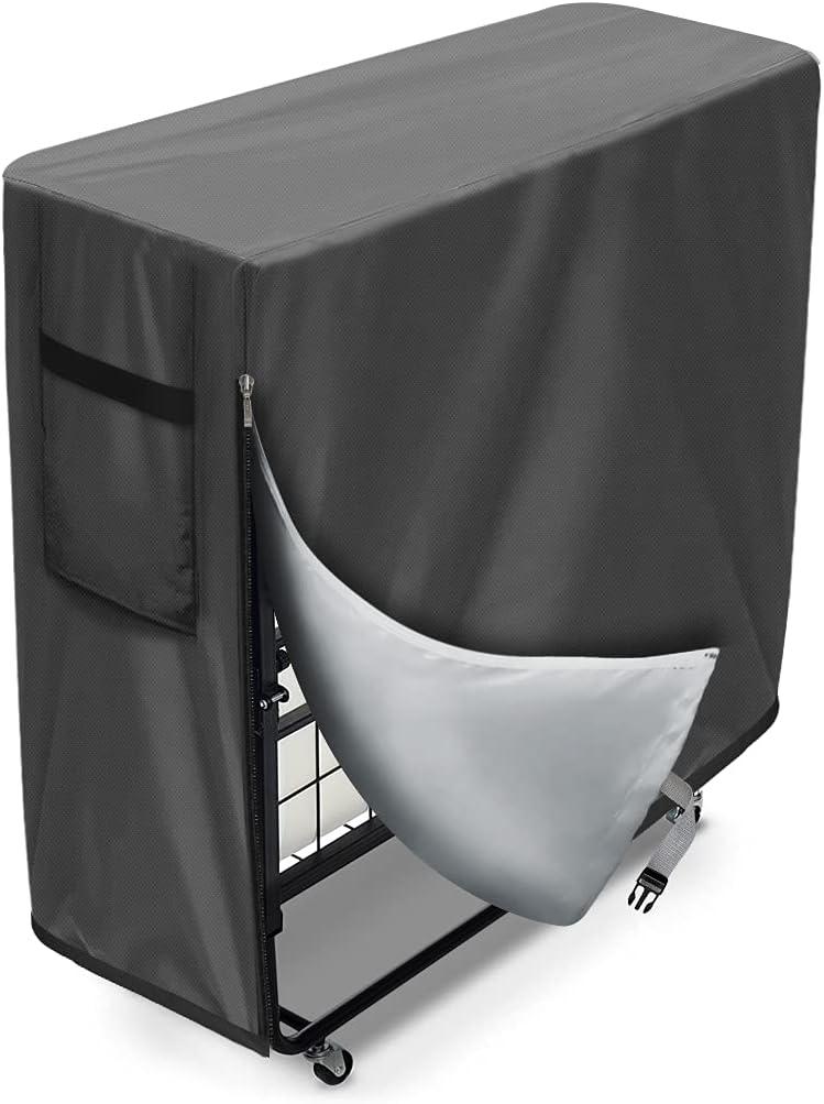 Folding Bed Storage Cover Waterproof Rollaway Bed Dust Cover - Fits 38 Inch Folding Bed - 600D Universal Rollaway Bed Protector (Gray)