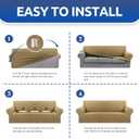 KEKUOU Stretch Oversized Sofa Slipcover 1 Piece Couch Sofa Cover (94"-110") Furniture Protector 4 Seater Sofa with Elastic Bottom for Kids,Pet.Jacquard Checked Pattern Fabric(X Large,Tan)