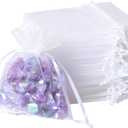WenTao 100Pcs White Organza Bags, 2x3Inch Sheer Wedding Party Favor Bags with Drawstring, Jewelry Gift Bags Christmas Candy Pouches