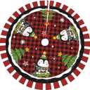 Christmas Penguin Christmas Tree Skirt Holiday Party Supplies Decorations Halloween Xmas Tree Mat Farmhouse Decorations 36" (Red)