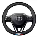 Custom-Fit for Toyota Steering Wheel Cover, Premium Leather Car Steering Wheel Cover with Logo, Non-Slip, Breathable, 15 inches