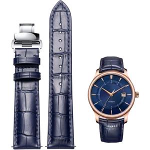 Quick Release Genuine Leather Deployment Watch Band Italian Alligator Grain Embossed Calfskin Leather 14mm to 24mm Luxury Business Casual Universal Replacement Strap Men Women