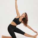 ODODOS High Waist Workout Capris with Pockets for Women, 14" / 19" Tummy Control Yoga Capri Leggings (Black, M)