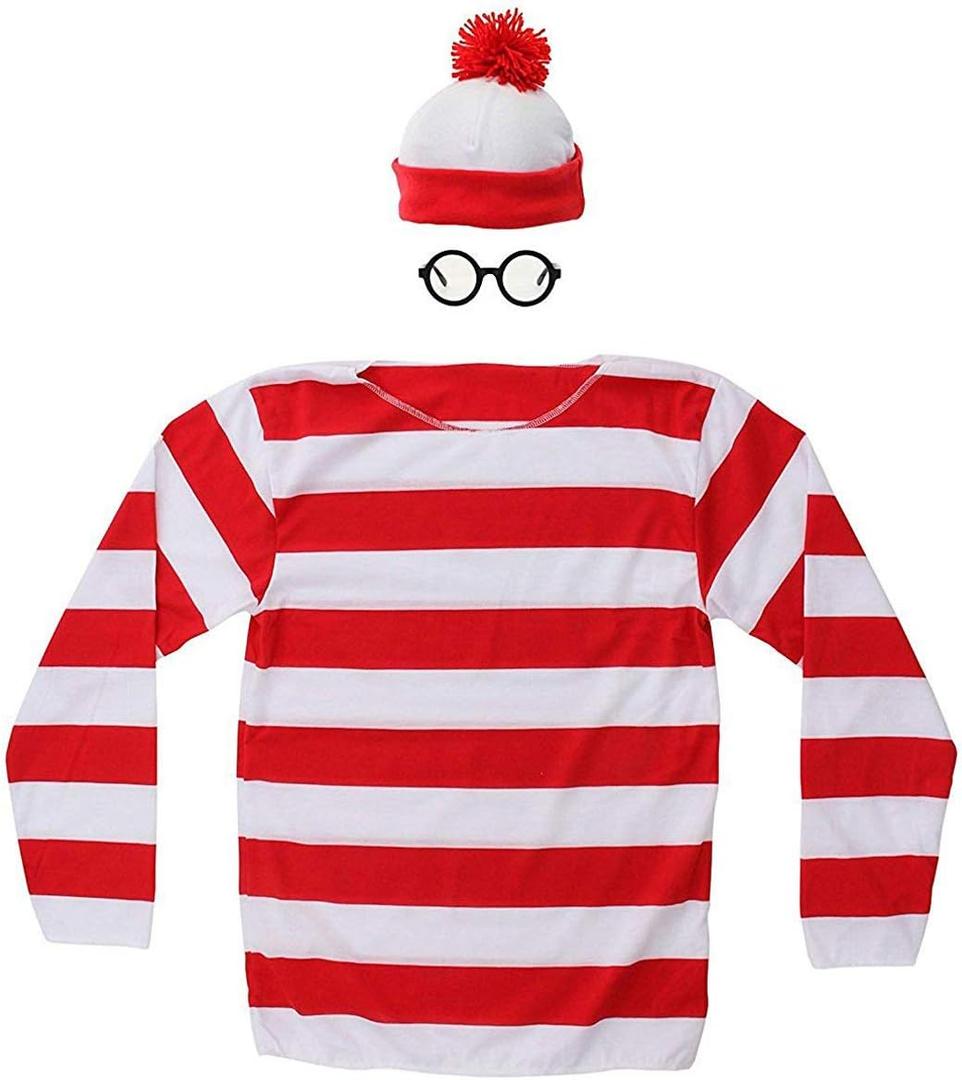Red&White Stripes Cosplay Costume,Halloween Costumes,Funny Sweatshirt Outfit Glasses Suits (Man-XL, Man)