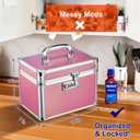 Medicine Lock Box with 3-Digit Combination Lock Pink Lockable Storage Box for Medication, Small Lock Box for Valuables, 10"x7"x9" Locking Medicine Box for Home Travel Dorm