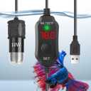 AquaMiracle Mini Aquarium Heater 5V/2A USB 10W Small Fish Tank Heater for Tanks up to 1 Gal, Digital Display Thermostat Betta Heater with Dry-Run & Overheat Protection, Memory Function