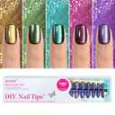 Press on Nails Short Square - Cat Eye Press on Nails, 5 Styles Soft Gel x Coat Nails False Nails, Bt Art Box Press On Nails in 16 Sizes -160PCS Soft Gel Fake Nails Kit