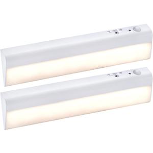 PureOptics LED Battery Operated Under Cabinet Lighting, Motion Sensor On/Off, Warm White LED, Stick-On Install for Kitchen & Closets - 2 Bars