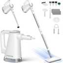 FEPPO Steam Mop & Handheld Steam Cleaner for Home and Floor Cleaning, 15s Heat-Up, 230F Powerful Steamer with 10in1 Multi-Purpose Attachments for Floor,Hardwood,Tile,Grout,Window,Kitchen,Bath (White)