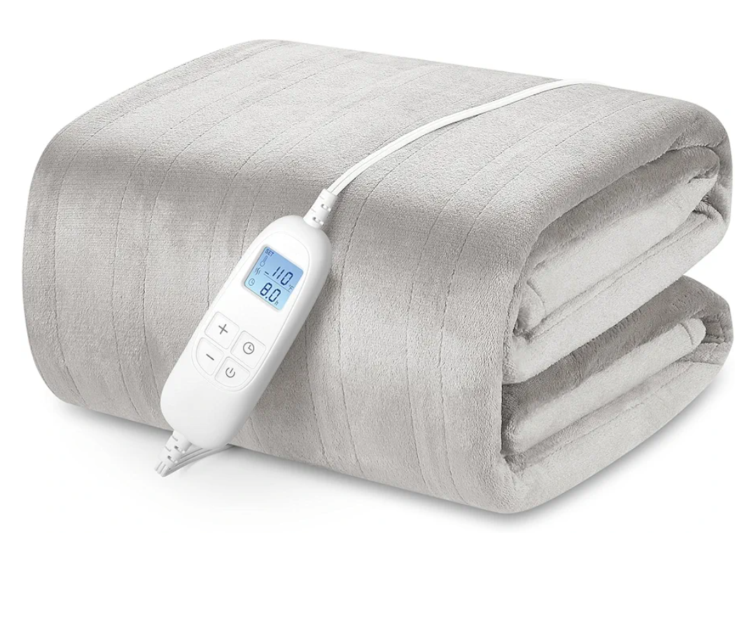 Electric Heated Blanket Queen Size with 6 Levels & 8h Auto Off, Ultra Soft Flannel Full Body Heating Blanket, Machine Washable, Warm Gray, 84" x 90"