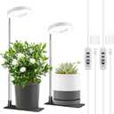Aokrean Grow Lights for Indoor Plants,Full Spectrum Plant Lights for Indoor Growing with 3/9/12H Timer, 3 Color Modes, 10 Brightness, 6.5"-26" Height Adjustable Small Grow Light, 2 Pack(3.4in)