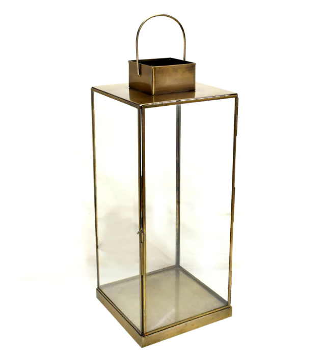 Metal Lantern, Antique Gold