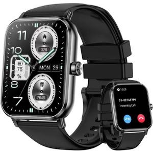 Smart Watch for Men Women, 1.85" HD Touchsreen Fitness Tracker, 120+ Sport Modes, 24/ 7 Heart Rate & Sleep Monitor, Pedometer, Calories, IP68 Waterproof, Fitness Watch for Android iPhone (Black)