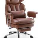 Sweetcrispy Executive Home Office Chair, Ergonomic Desk Chair
Big Tall High Back, Lumbar Support, Reclining Height Adjustable, PU Leather, Computer Gaming, Footrest Swivel Wheels, Brown