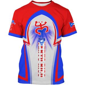 Men's Puerto Rico Flag T-Shirt 3D Frog Print Short Sleeve Shirt Novelty Casual Round Neck Top Unisex (XXL)