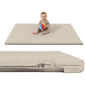 Vegan Leather Baby Play Mat, 50x50 Thicken Foam Play Mat for Infants and Toddlers, Padded & Cushioned Playpen Mat for 50x50 Playpens, 1.2" Thick, Grey