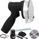 Electric Kebab Knife 80W Commercial Shawarma Turkish Knife Slicer Gyro Cutter 2800 RPM with 2 Blades Adjustable Thickness 0-8mmBatteriesFlat (Battery)