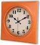 Alarllok Vintage Wall Clock 1950s Style  Retro 50's Mid Century Square Wall Clocks Battery Operated Silent for Kitchen, Home Decor  12 Inch, Orange