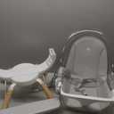 Munchkin 360 Cloud Baby and Toddler High Chair with Clear Seat and 360 Swivel, White and Grey with Wooden Legs