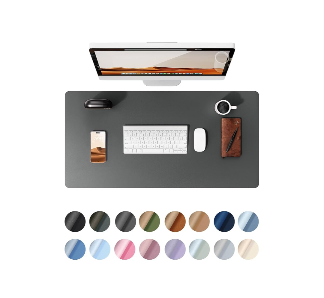 Wisfox Mouse Pad, Leather Desk Pad Protector, Office Desk Mat, Non-Slip Leather Desk Blotter, Laptop Desk Pad, Waterproof Desk Writing Lad for Home Office Decor(Dark Gray, 31.5" x 15.7")