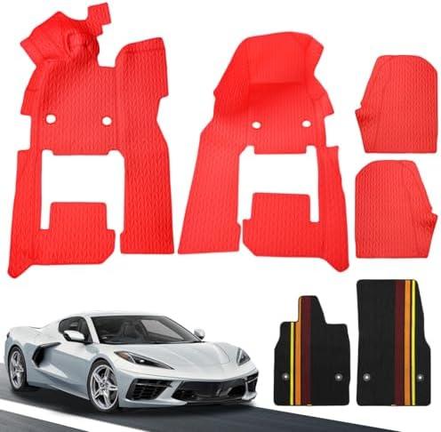 Floor Mats Floor Liners Carpet Compatible with for Corvette C8 Coupe 2020 2021 2022 2023 2024 2025 2026, All Weather Anti-Scratch Wear-Resistant 360° Full Floor Protector Accessories