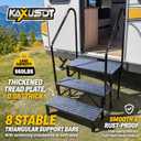 3 Steps Hot Tub RV Steps with Dual Handrail, Portable Mobile Home Stairs Steps with Reinforced Crossbeams on Both Sides, 660lbs, Outdoor RV Camper Entry Steps w/Non-Slip Mats