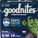 Goodnites Boys' Nighttime Bedwetting Underwear, Size S/M (43-68 lbs), 14 Ct, Packaging May Vary