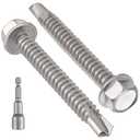 VGBUY 38Pcs #14 x 2 Self Drilling Screws for Metal,410 Stainless Steel Self Tapping Screws,Sheet Metal Screws,Quick Metal Tapping,Hex Washer Head