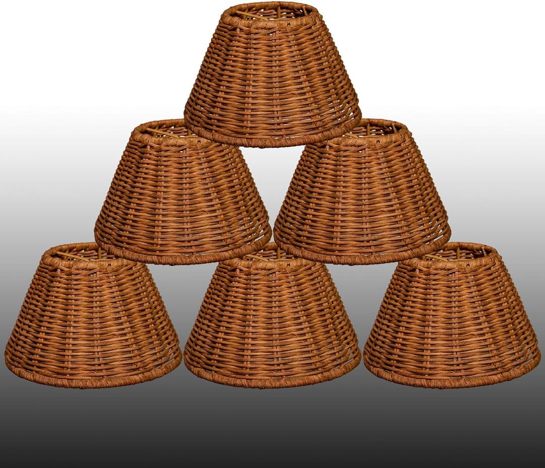 Chandelier shades set of 6 small Empire lamp shades woven-wicker lamp shade, clip on lamp shades for chandeliers,candle chandelier wall sconces or small accent lamps