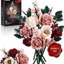 iATOM Pink Roses Flower Bouquet Building Set, Artificial Flowers Botanical Collection Kit for Adults Women & Men - Gift for Mothers Day, Home Room Office Shelf Centerpieces Decor - IA11022