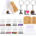 Quelay 24 Pcs Gymnastics Party Favors Gymnastics Keychains Gymnast Gifts Gymnast Theme Birthday Party Supplies with Organza Bag and Thank You Kraft Tag for Backpack Handbag Decoration