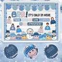 Pajean Winter Bulletin Board Set Wonderland Classroom Decorations - Holiday Theme Sign Wall Cutouts Art for Office Festive Decor(Blue Winter)