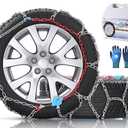 Snow-Chains Auto Fixing 1 Min Quick Fit Easy Installation Tire-Chains, Gifts for Safety, Portable Reusable Universal Emergency Tire Traction Chain for Passenger Car and SUV - Set of 2 (XM-130)