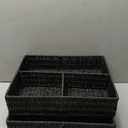 Vagusicc Wicker Divided Storage Basket, Black Wicker Baskets, Basket for Shelves Drawer Organizing, 3 Section Rectangular Woven Storage Baskets, 2-Pack (Paper Rope (Black))