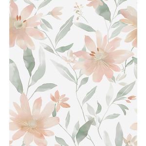 Laatse Floral Wallpaper Peel and Stick Vintage Flowers Contact Paper 17.5" x 118" Pink Floral Wallpaper Vinyl Waterproof Self Adhesive Boho Leaf Modern Wall Paper for Bedroom Cabinet Countertop Decor