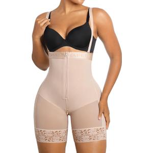 SHAPELLX Shapewear for Women Tummy Control Fajas Colombianas Body Shaper Postpartum Plus Size Butt Lifting Bodysuit (XL, 02-light Skin)