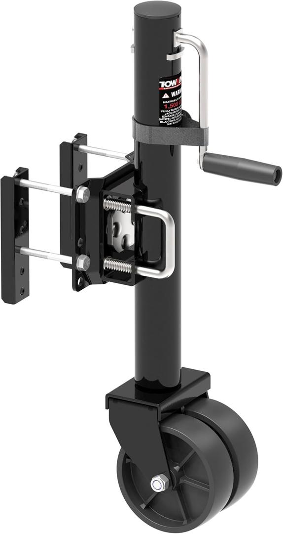 6-inch Dual Wheels Trailer Jack, 13" Vertical Movement, 1500 lbs, for RV, Boat, Trailer and More, Black