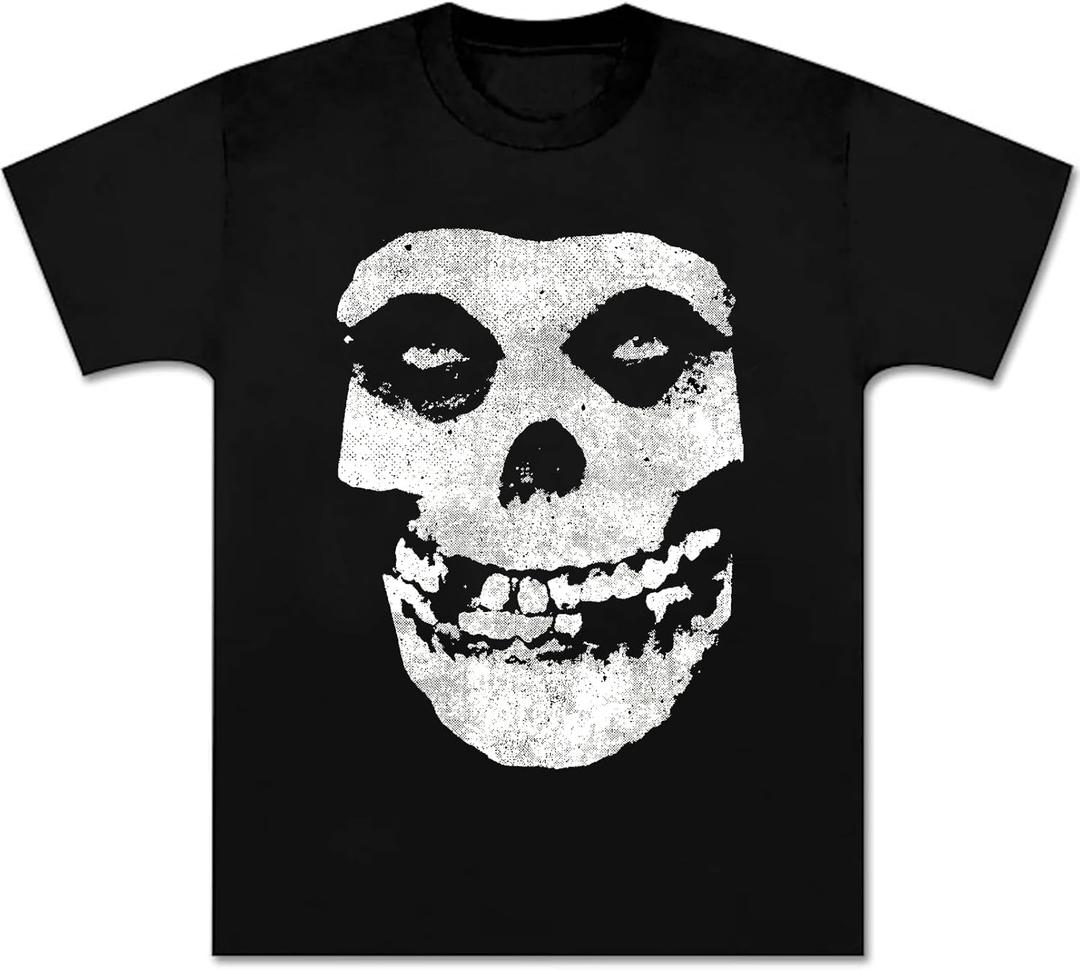 Misfits Shirt Distressed Skull Logo Graphic Printing for Youth Man Vintage Tee Shirt Women Fit Classic Short Sleeve Black (Small)