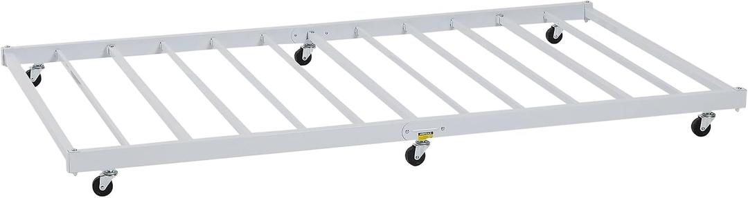 VECELO Twin Trundle Bed Frame Only/Roll Out/Enhanced & Up-Graded Metal Slats Support with Lockable Casters, White