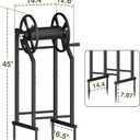 4-Spike Garden Hose Reel with 3.9ft Leader Hose & Stainless Fitting, Outdoor Hose Holder holds 125ft Hose of 5/8", Freestanding Metal Hose Stand for Outside Yard Lawn, Black