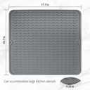 Silicone Dish Drying Mat for Multiple Usage, Non-Slip Easy Clean Sink Mat Large Heat-resistant Dish Drainer Mat Suitable for Kitchen Counter or Sink, Refrigerator or Drawer liner 18 inches x 16 inches