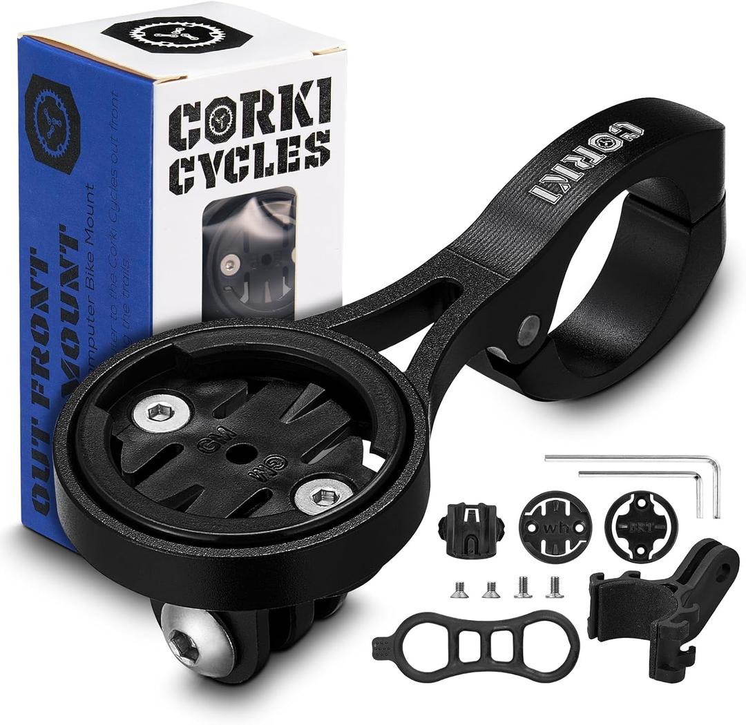 corki Cycles TT Handlebar Aerobars Cycling Computer Bike Mount for Garmin Wahoo Bryton Cateye (Long Arm - Black)